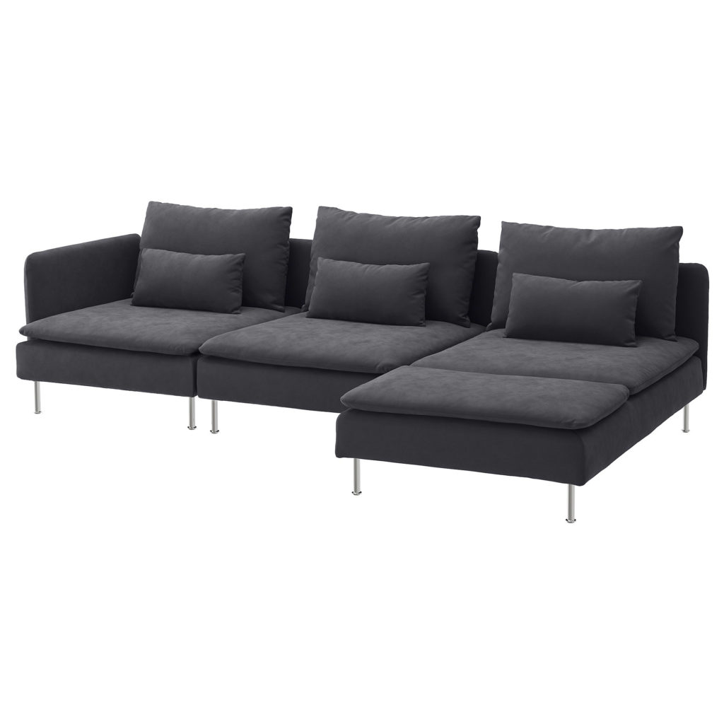 Modular Sofa, 3.5 piece, grey, a corner sofa with metal legs and a right-side chaise