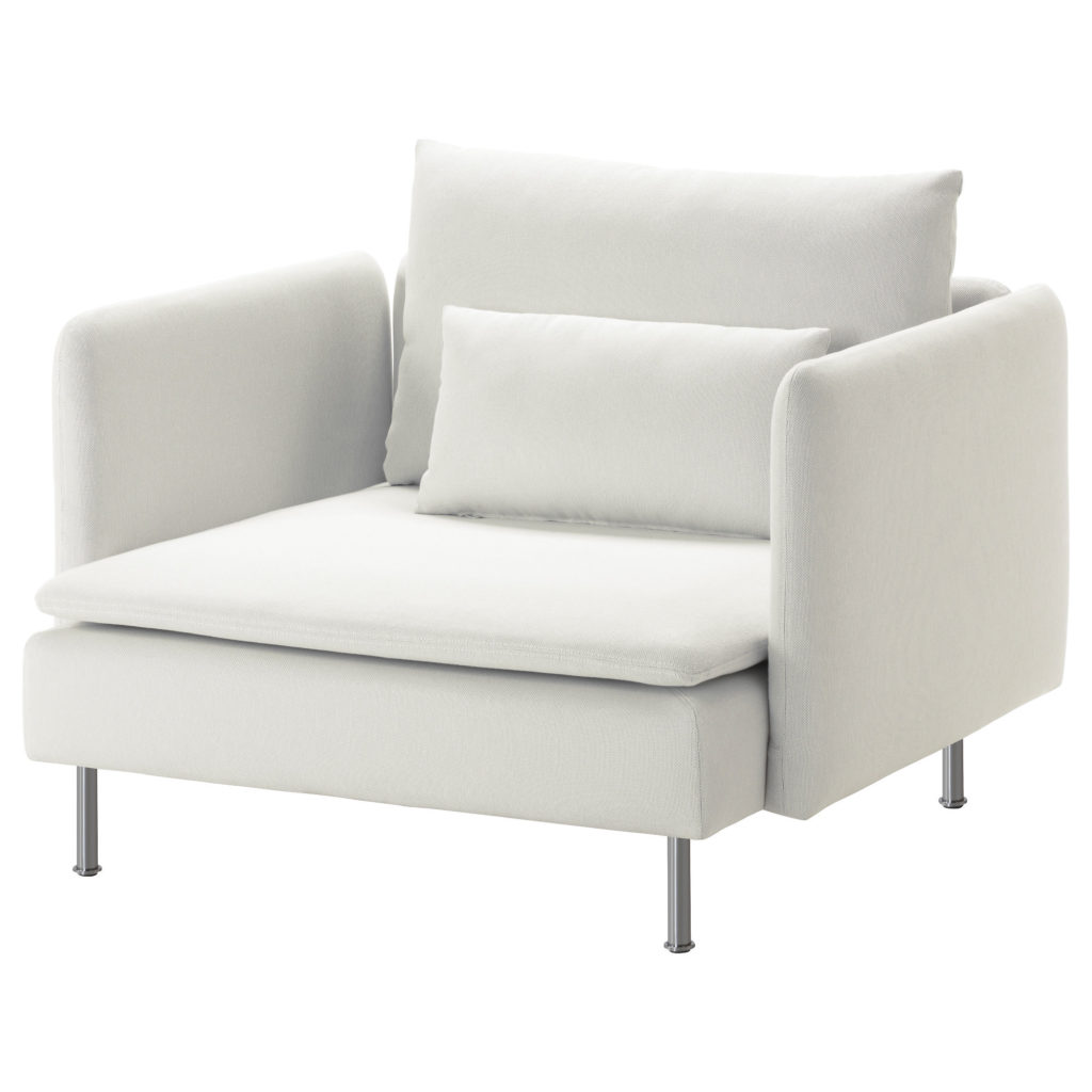 Modular Sofa, 1 piece armchair, white, shown as a single upholstered seat