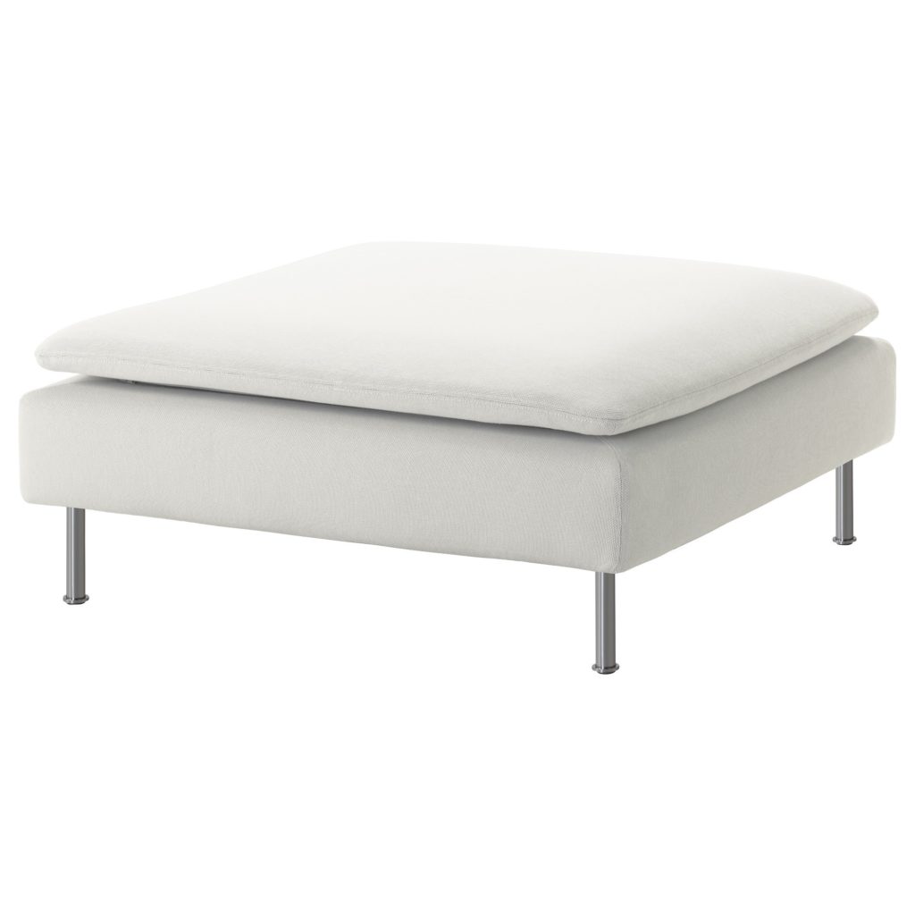 Modular Sofa, 1 piece ottoman, white, a footstool shown on a plain white background