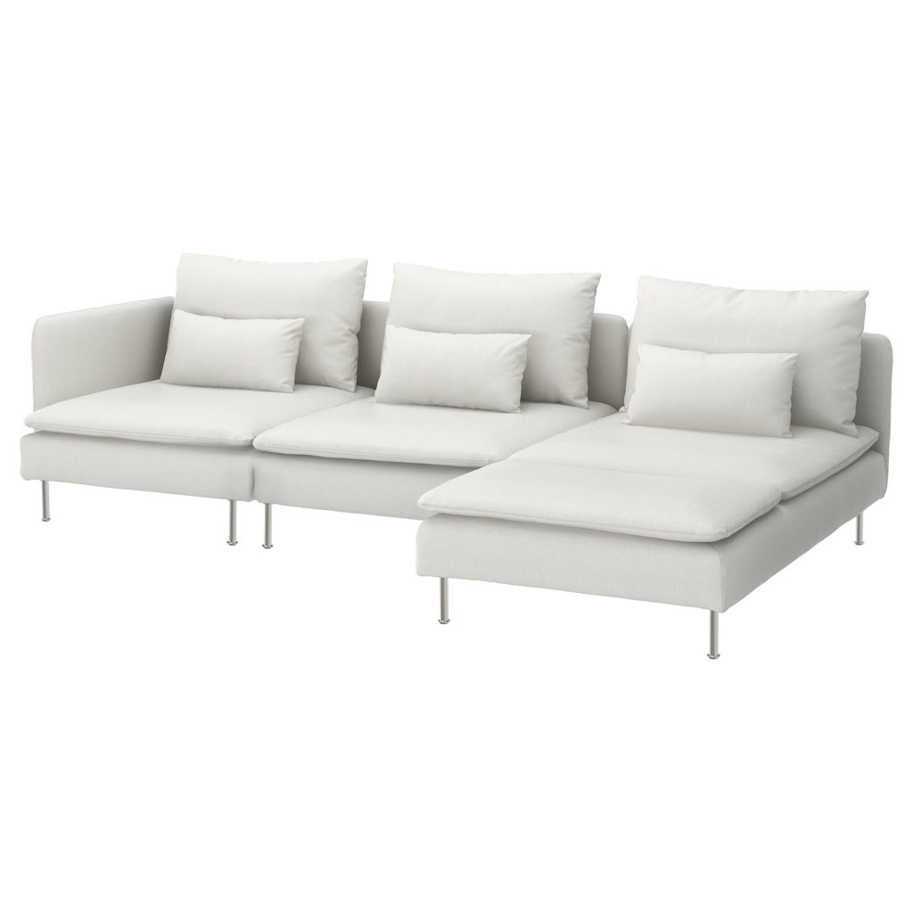 Modular Sofa, 3.5 piece, white, shown as a complete seating layout