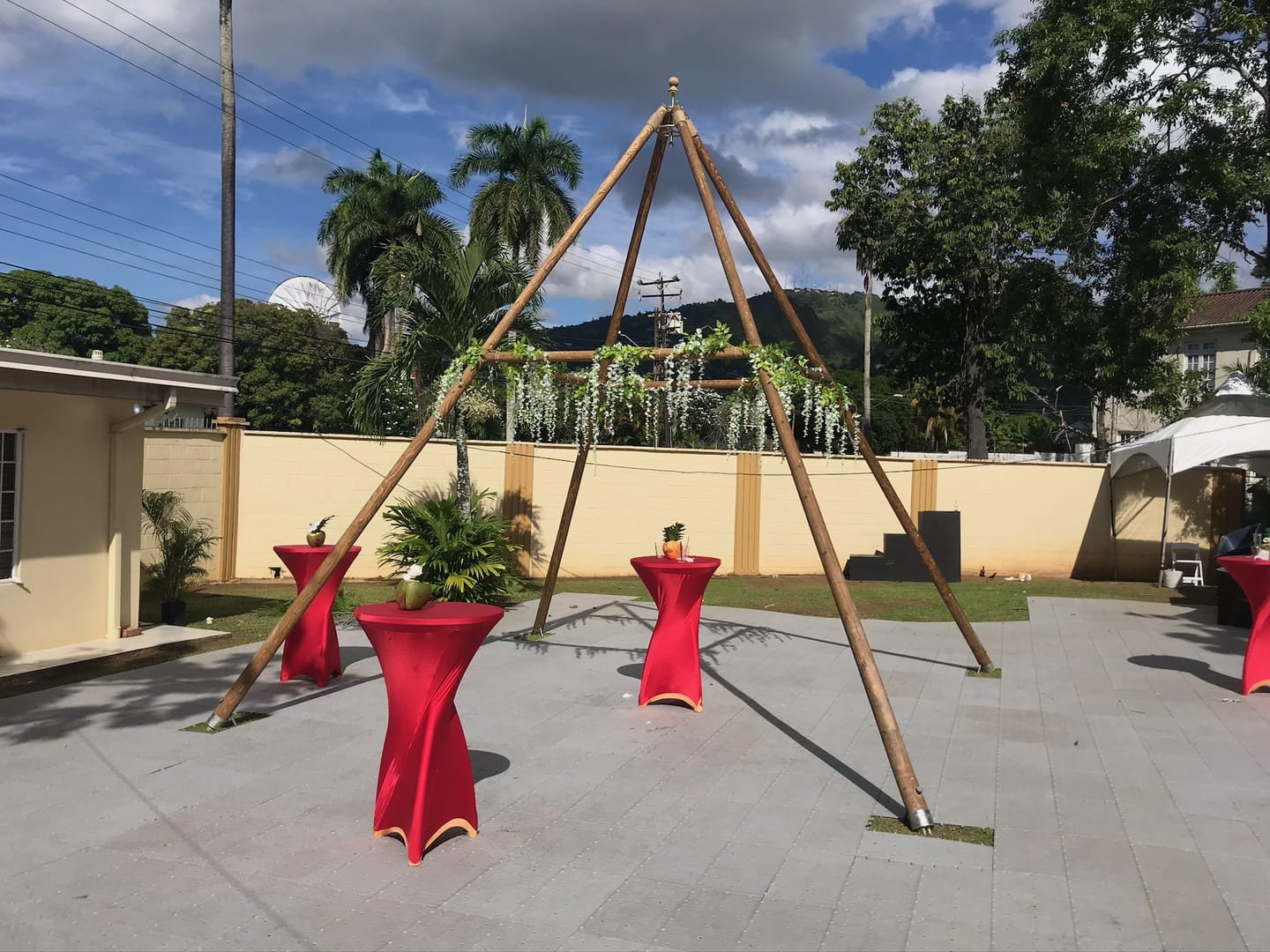 Naked Tipi: A tipi structure for hanging décor and lighting at outdoor weddings and events under the stars.