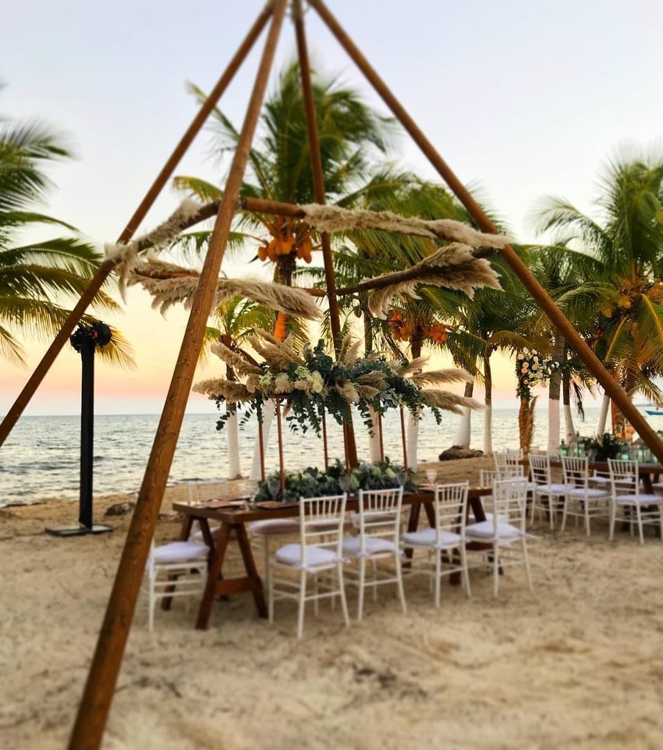Naked Tipi: A tipi structure for hanging décor and lighting at outdoor weddings and events under the stars.